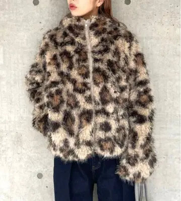 JEANASIS MIX 컬러 퍼 블루종 레오파드