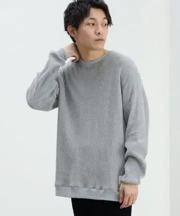 BEAMS HEART 기모 와플 크루넥 티셔츠