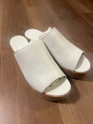 FABIO RUSCONI 웨지솔 샌들 37 화이트 가죽