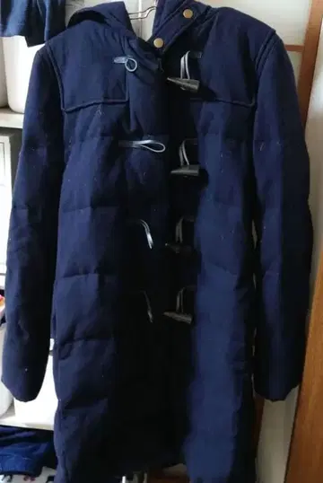 그린 라벨 릴랙싱 네이비 더플 코트 다운 코트 후드 부착