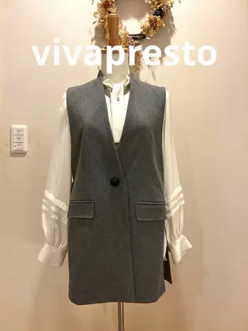 Vivapresto 그레이 노카라 베스트 울 혼방 베스트