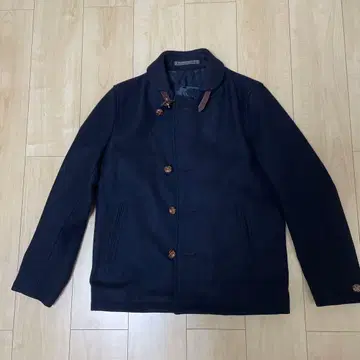 BEAMS 울 피 코트 네이비