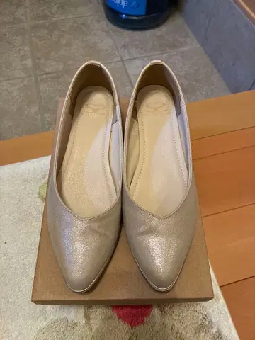 골드 플랫 힐 펌프스