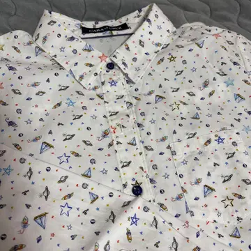 우주 프린트 긴팔 셔츠