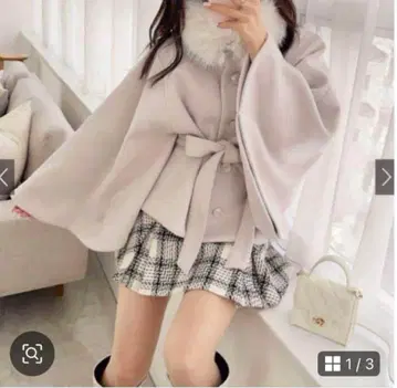 GRL 퍼 칼라 리본 벨트 부착 판초 코트 k9299d