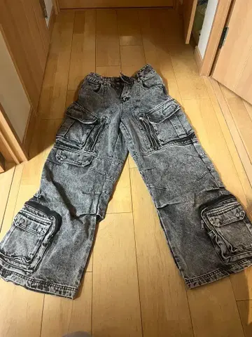 그레이 카고 팬츠 멀티 포켓 데님