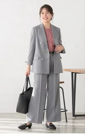 AOKI 트위드 스트레치 더블 자켓 셋업