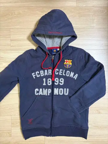 FC Barcelona 풀 집업 후드티 네이비