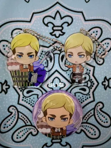 진격의 거인 트레이딩 아크릴 키링 캔뱃지 엘빈 세트