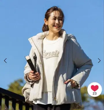 글로벌 워크 라이트 웜 발수 후드 블루종 아이보리