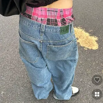 후프 누구 루즈핏 데님 팬츠