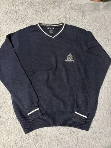 TAJ MAHAL 네이비 V넥 스웨터