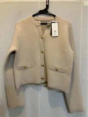 아이보리 노카라 자켓 골드 버튼