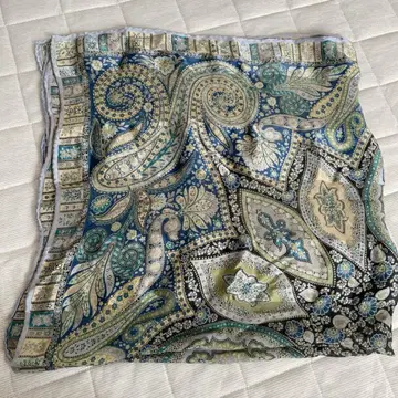 스카프 스톨 정사각형 실크 레리안 일본제 그린 그레이 꽃무늬