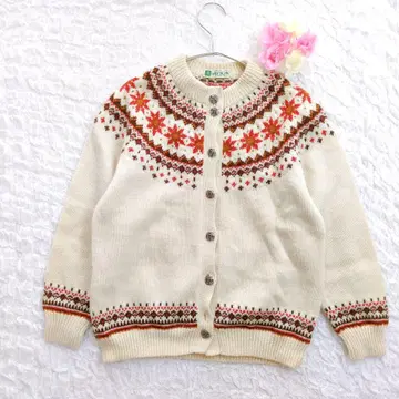 삿포로 히츠지야 노르딕 무늬 가디건 손뜨개질 핸드메이드 레트로