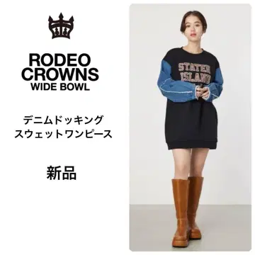 RODEO CROWNS WIDE BOWL 데님 도킹 맨투맨 원피스