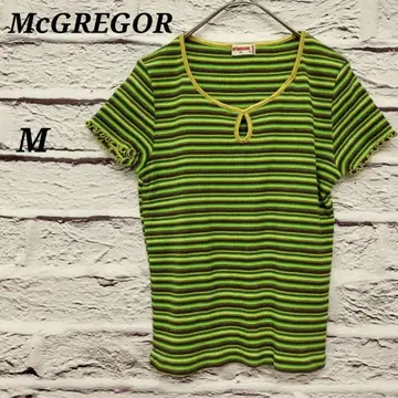 맥레거 [ M ] 반팔 T셔츠 코튼 보더 그린 x 브라운