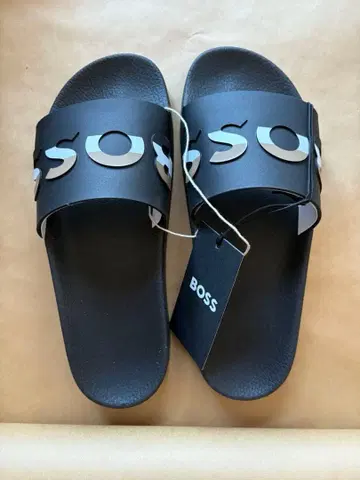 미사용 새상품 Hugo Boss BOSS 슬라이드 샌들 로고 IT41