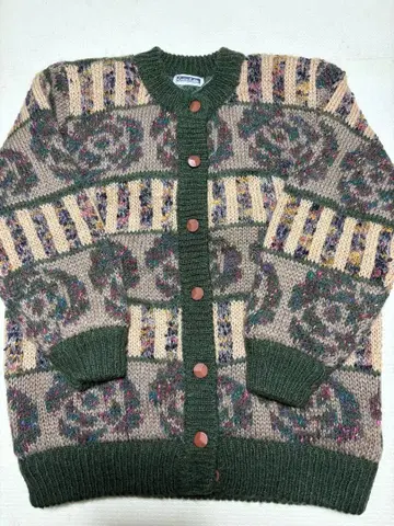 뜨개질 가디건 여성용 모헤어 안감 부착 L 사이즈