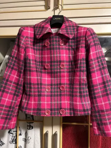 핑크 체크 자켓