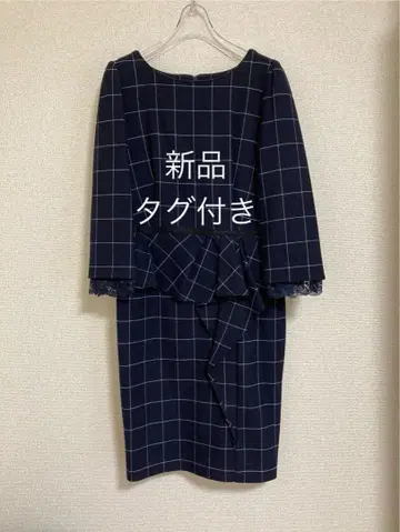 [ 새상품 택 포함 ] 저스길리티 체크 무늬 원피스 네이비 M