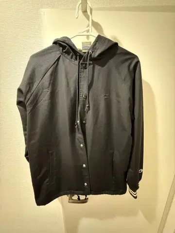 Champion 블랙 후드티 후드 부착