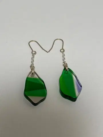 세상에 하나뿐인 핸드메이드 그린 보라색 그라데이션 귀걸이
