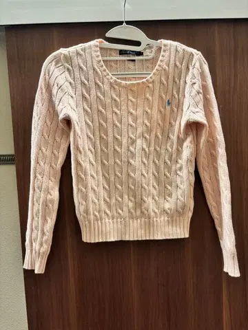 새상품급 폴로 랄프로렌 케이블 니트 핑크 M 사이즈