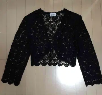 7부 소매 레이스 볼레로 블랙