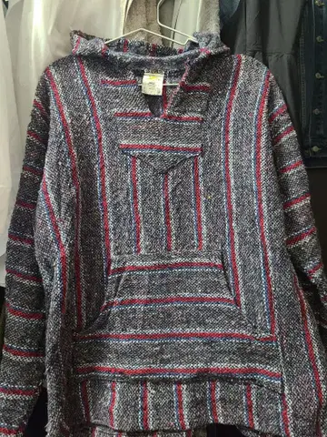 멕시칸 후드티 그레이 빨간색 스트라이프