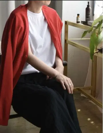 WLP 빨간색 화이트 T에 맞추기 위한 가디건