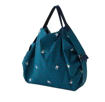 새상품 파미리아 familiar 슈파트 S 사이즈 에코백 파랑 체크