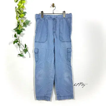 GAP 리오셀 100% 이지 카고 팬츠 S 스카이블루 데님조 얇은 소재