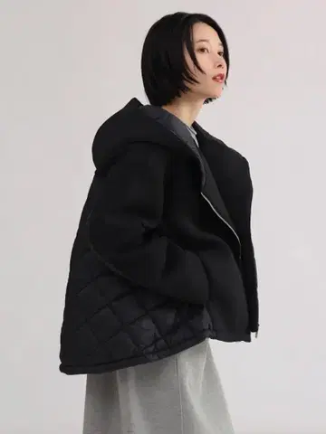 LASUD 지퍼 퀼팅 블루종