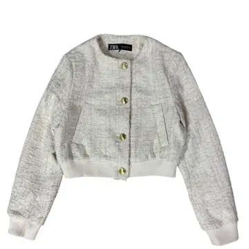 ZARA 트위드 노카라 자켓 숏 기장 짧은 기장 블루종 xs