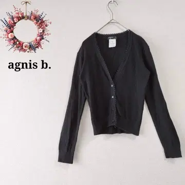 애니에스 레이스 자수 니트 가디건 코케트 그런지 Y2K M