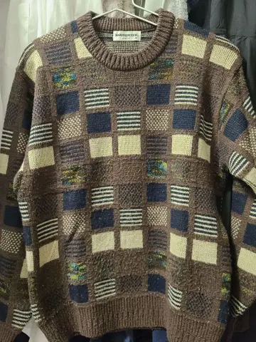 일본제 WEATHERCOCK 체크 무늬 니트 스웨터