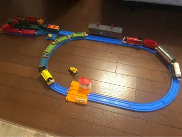 프라레일 세트 파란 레일과 역 건물