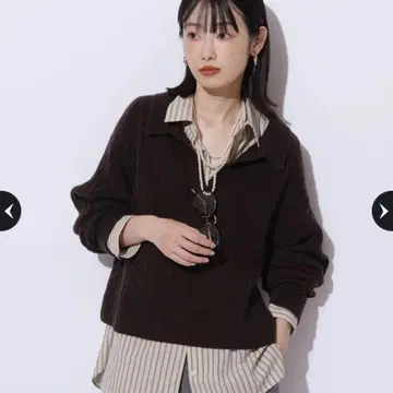 Mystrada 아쿠아 케이블 폴로 니트 코게 브라운