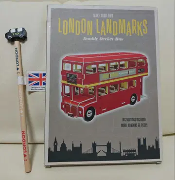 미사용 런던 더블데커 버스 종이 소재 조립 입상 연필 세트