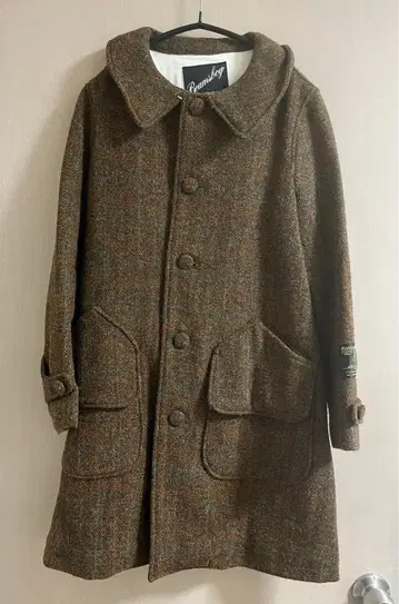 빔즈 보이 x 해리스 트위드 트위드 코트 브라운 카키