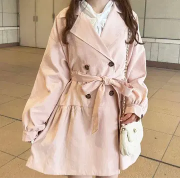 apres jour 핑크 트렌치코트 프리 사이즈