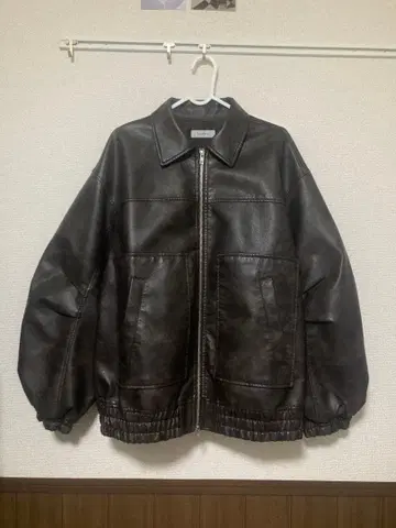 PAGEBOY 샌드 빈티지 가죽 블루종