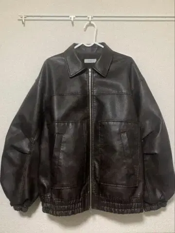 PAGEBOY 샌드 빈티지 가죽 블루종 브라운