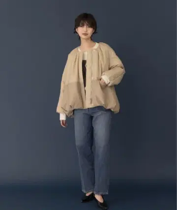 택 포함 새상품 에이미 로우 벌룬헴 충전솜 블루종 자켓