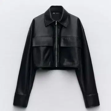 판매 12/10까지 [ ZARA ] 인조 가죽 크롭 자켓 L