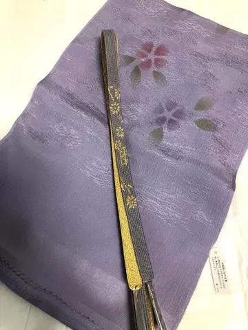오비 장식 천 허리띠 세트 보라색 계열 꽃무늬
