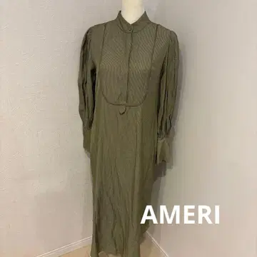 AMERI 셔츠 원피스 긴팔 아메리 롱 스트라이프 그린