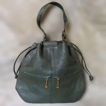 그린 가죽 버킷 백
