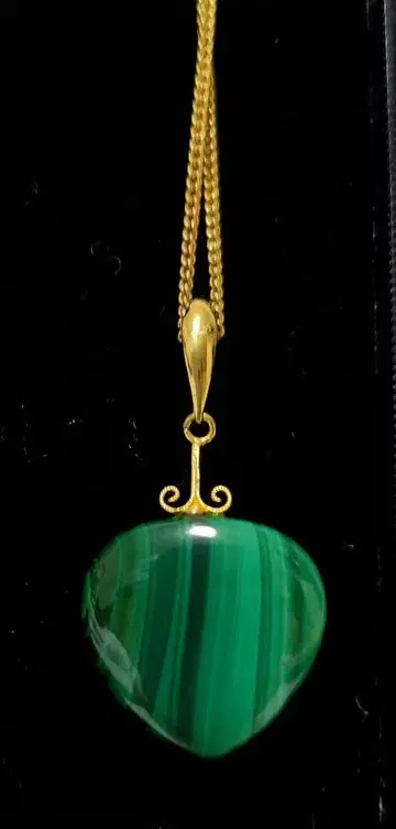 하트형 맬러카이트 펜던트 목걸이 40cm